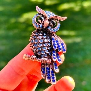 Owl Brooch Owl Pin Vintage Style Rhinestone Owl Brooch